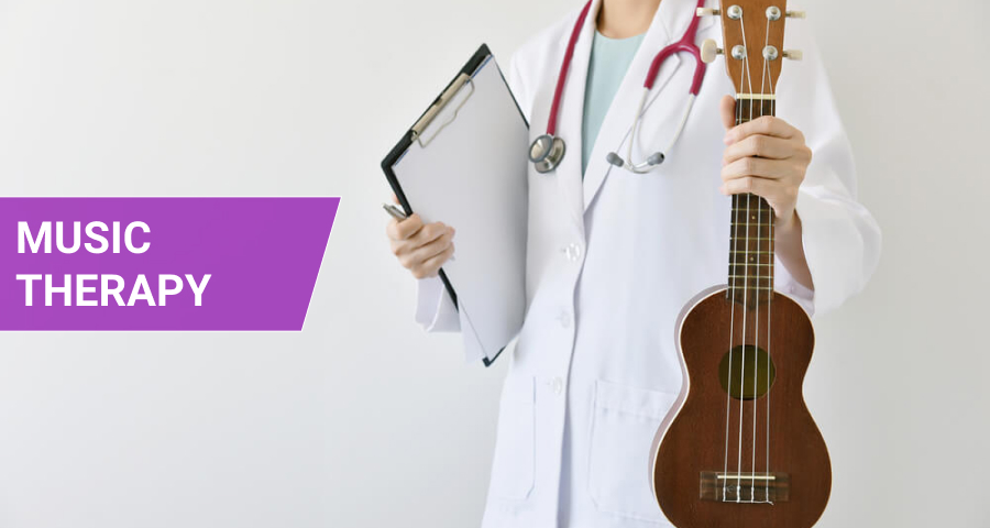 Doctor hand holding ukulele