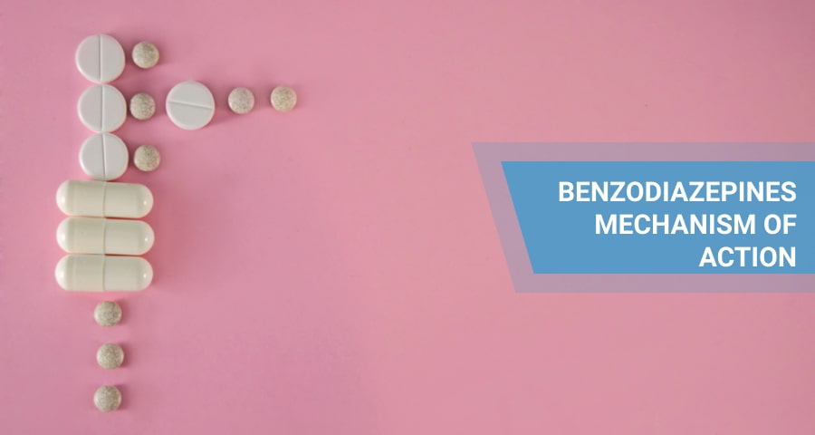 white benzodiazepines on pink background