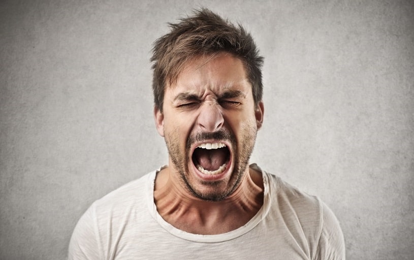 Irritated man during cannabis withdrawal.
