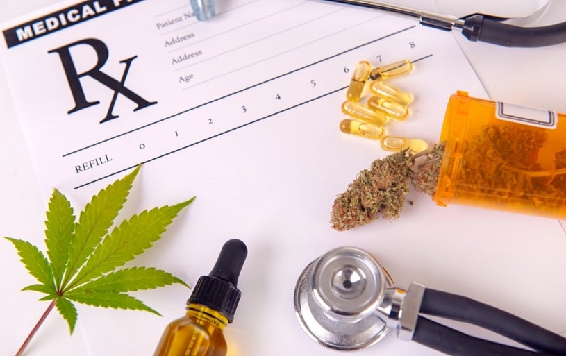 Variety of medical canabis products.