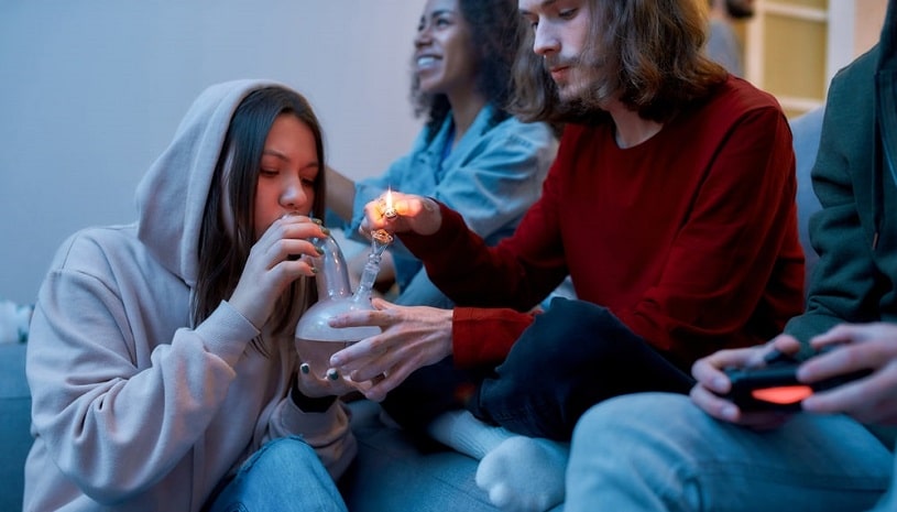Teenagers smoking weed.