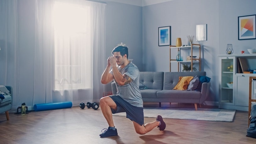 Young man doing exercises.