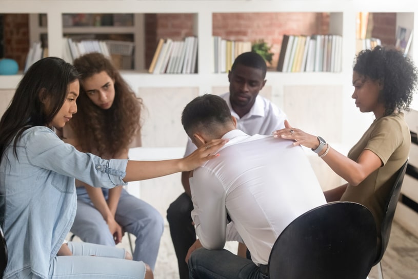 The support group supports the guy.