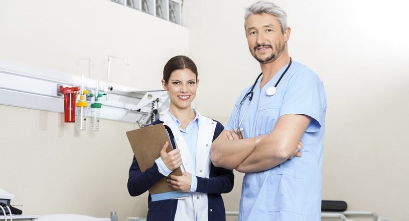 Doctors at a rehabilitation facility.