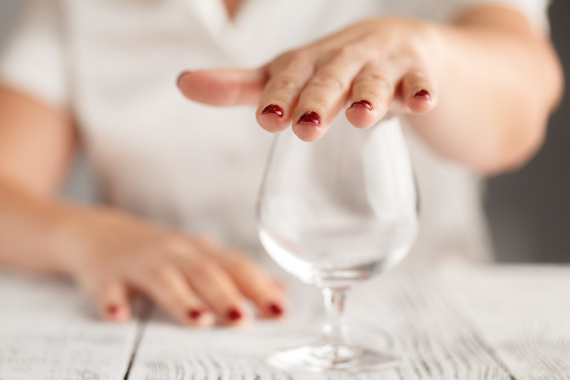 A woman says no alcohol consumption.
