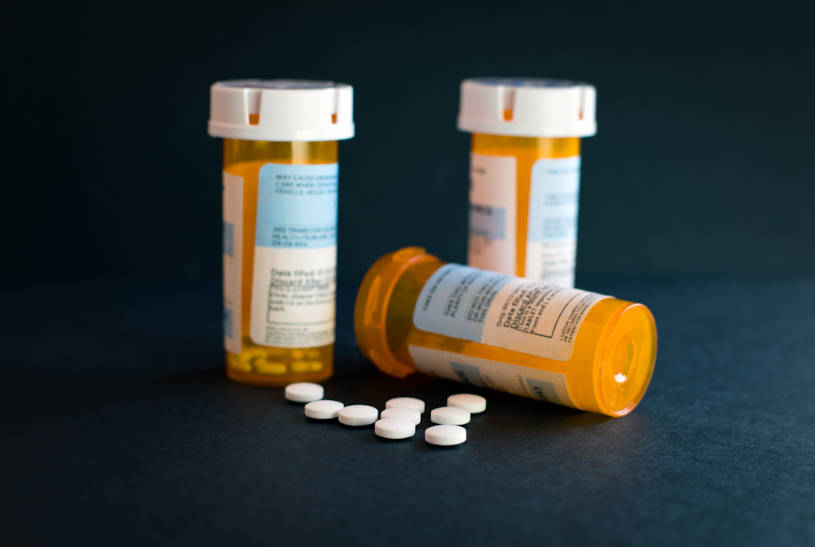 Open Bottle of Opana and Oxycodone Painkillers.