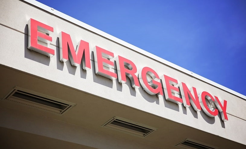 The emergency entrance sign.