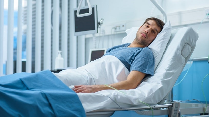 Man undergoing methadone detox at a hospital.