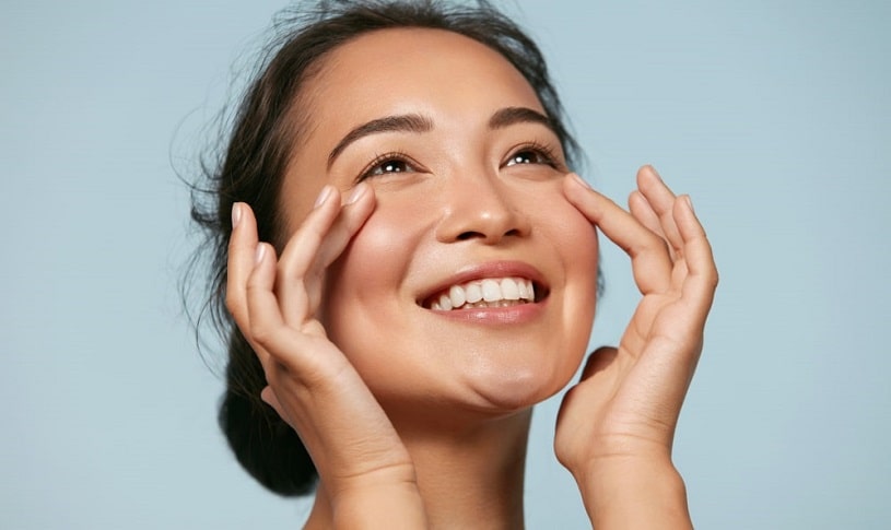 Woman with healthy skin treated with Accutane.