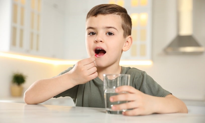 Child with ADHD taking Ritalin medication.