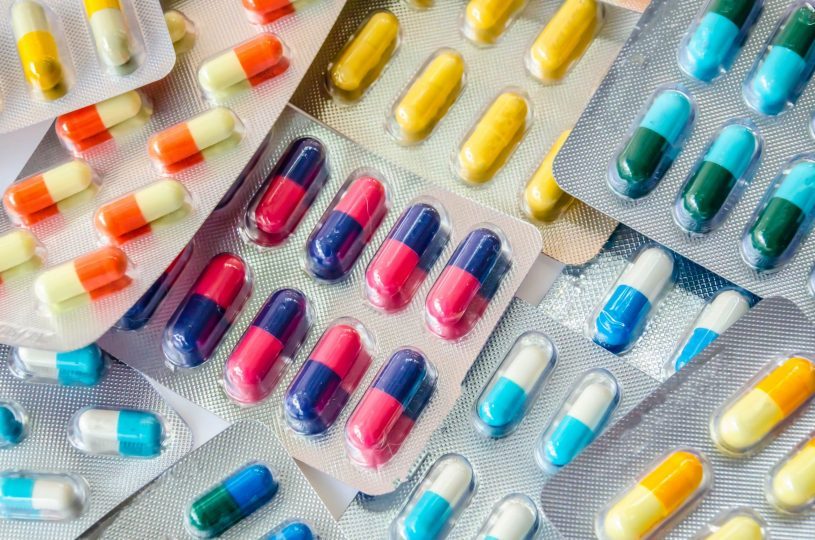 Blisters of colored pills