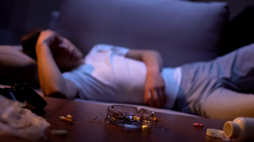 A man in sofa has overdosed on Vyvanse.
