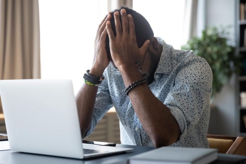 Man is suffering from headache