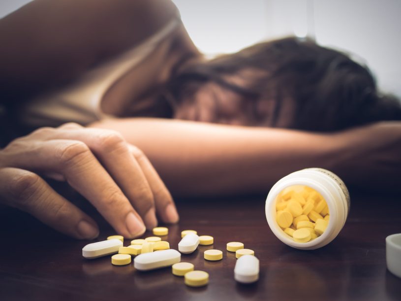 Woman is suffering from drug overdose