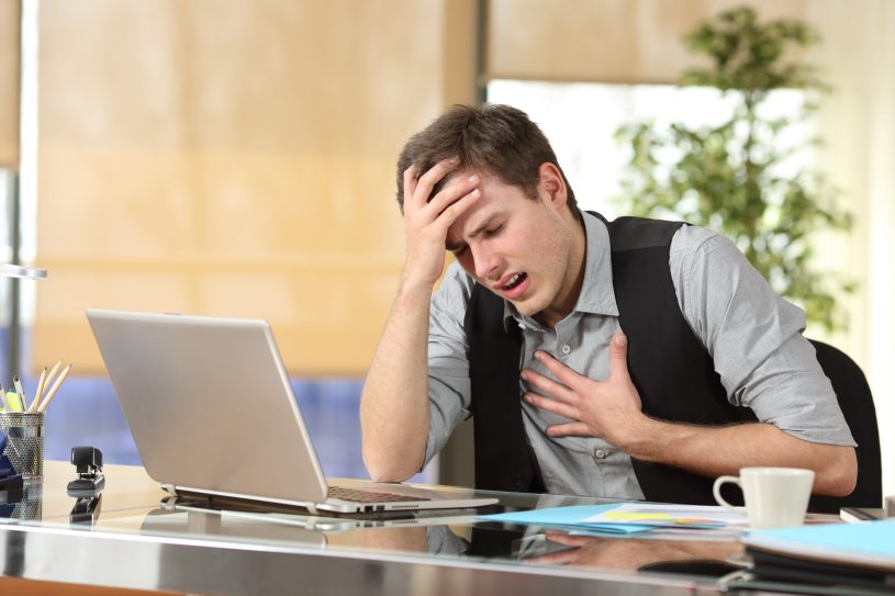 Man is suffering from panic attack
