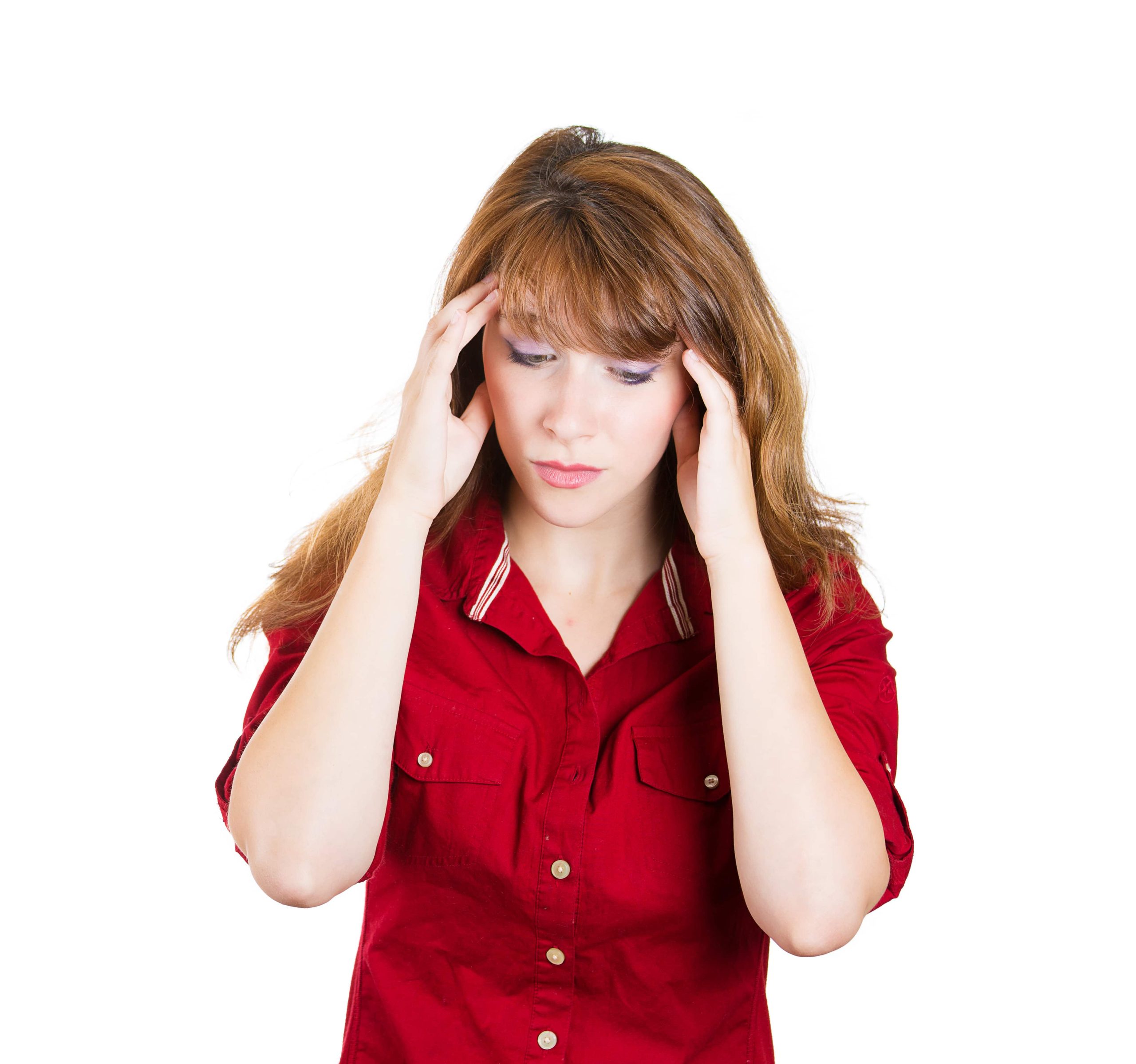 Woman is suffering from headache