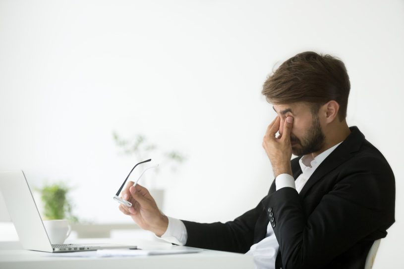 Man is suffering from withdrawal symptoms