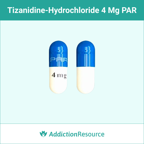 tizanidine-hydrochloride Blue and white 4 mg PAR capsule