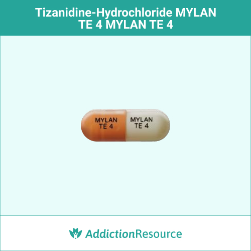 tizanidine-hydrochloride Orange and white MYLAN TE 4 capsule
