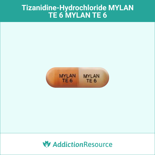 tizanidine-hydrochloride Orange and peach MYLAN TE 6 capsule