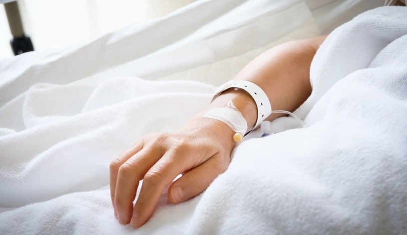 Patient sleeps in the hospital during rapid detox.